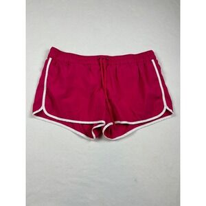 Old Navy Womens XL Pink Dolphin Athletic Running Shorts White Trim Drawstring